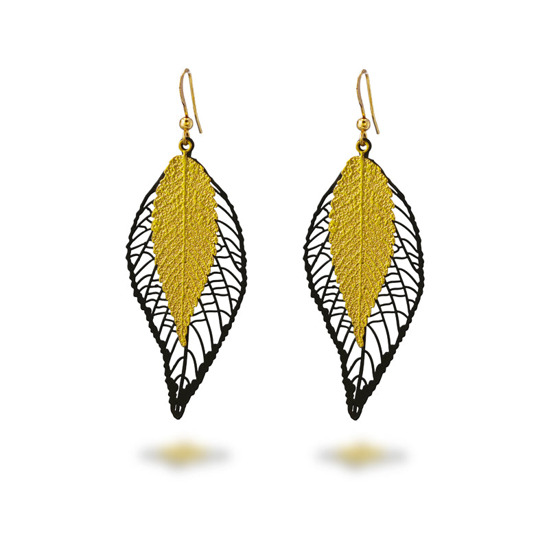 Vintage Copper Leaf Earrings - Multi-Layered Design