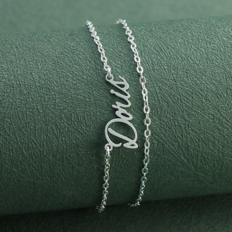 Unique silver letter pendant O-shaped chain necklace