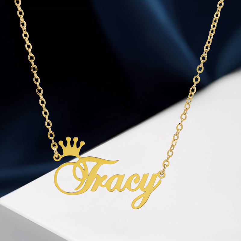 Gold Stainless Steel O-Chain Necklace with Letter Pendant