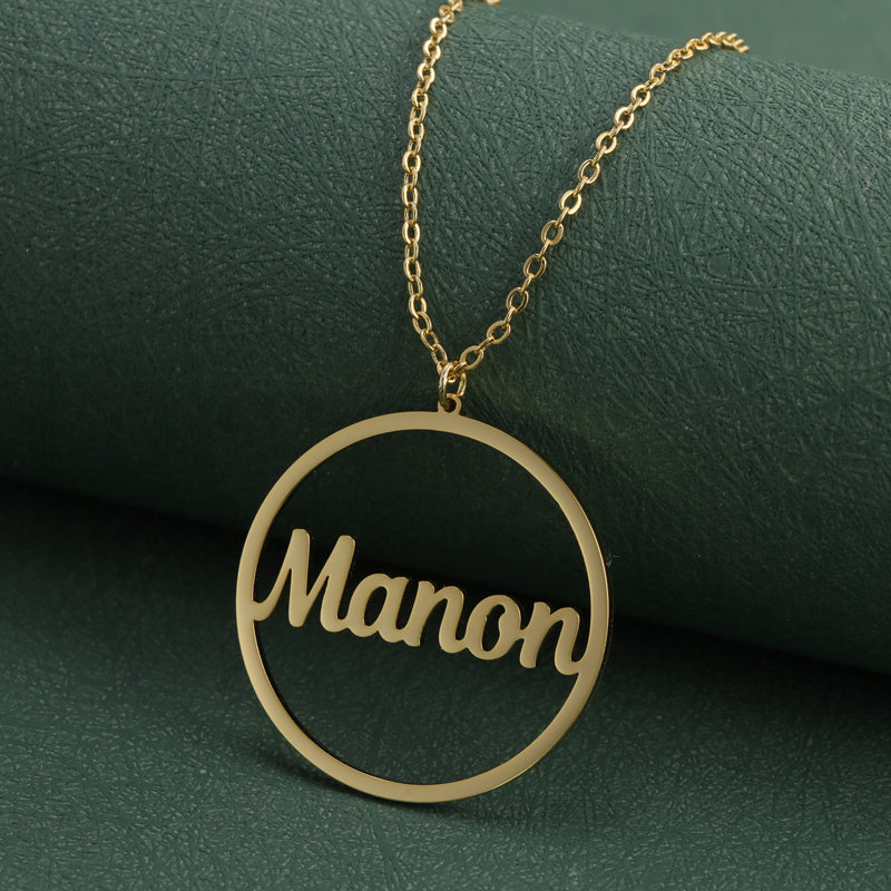 Round Gold Necklace With Letter Charm