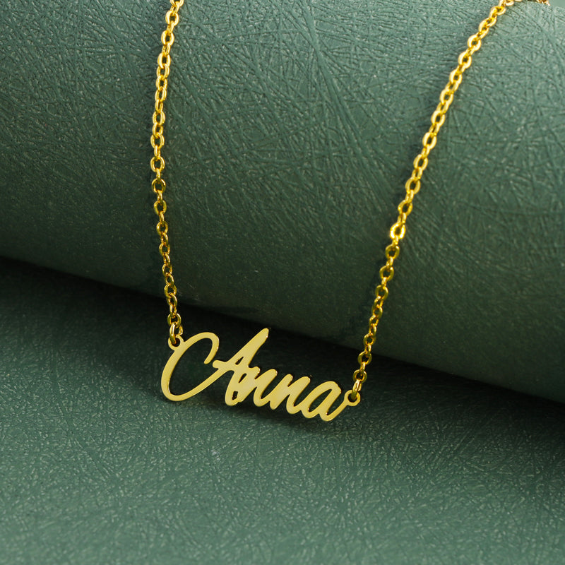 Fashionable gold letter pendant O-shaped chain necklace
