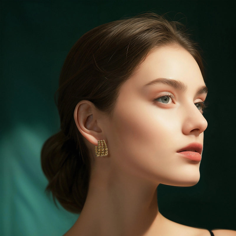 Modern Stainless Steel Hoop Earrings - Multi-layered Design