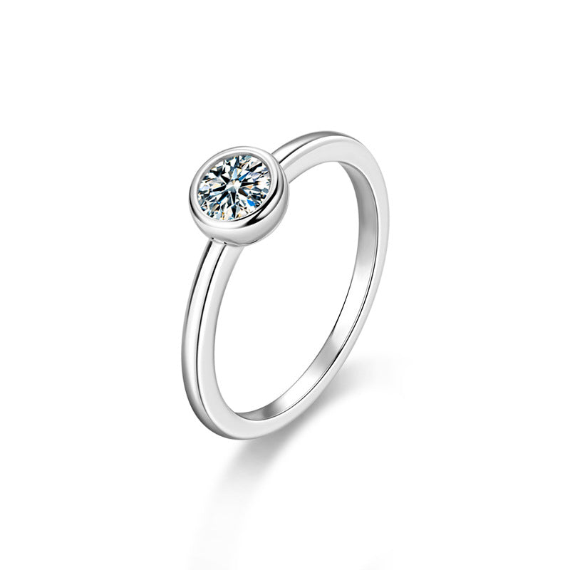 925 Silver Bubble Geometric Ring with 0.3ct Moissanite Minimalist Women's Jewelry Size 5-8