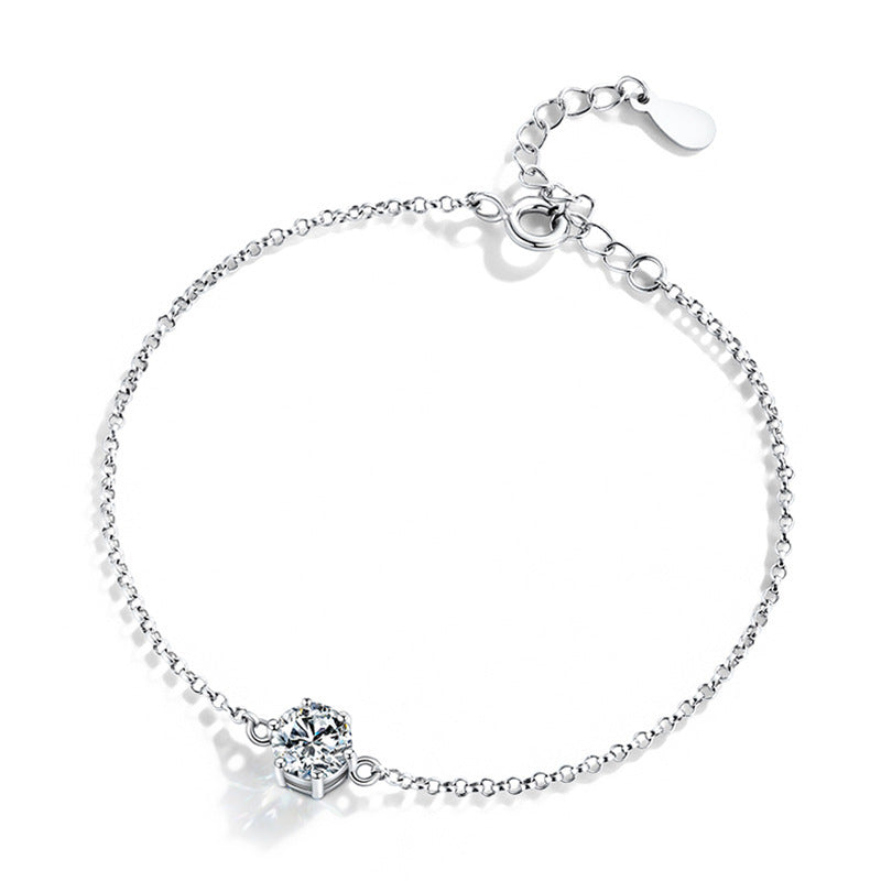 925 Silver Hexagonal Bracelet with 1ct Moissanite Minimalist Employee Gift Jewelry White Gold Plated