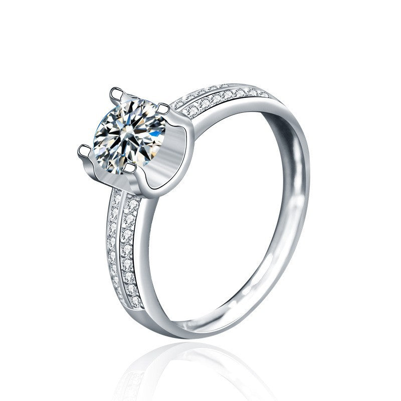 925 Silver U-Shaped Ring with 1ct Moissanite Instagram Style Women's Fashion Jewelry Size 5-8