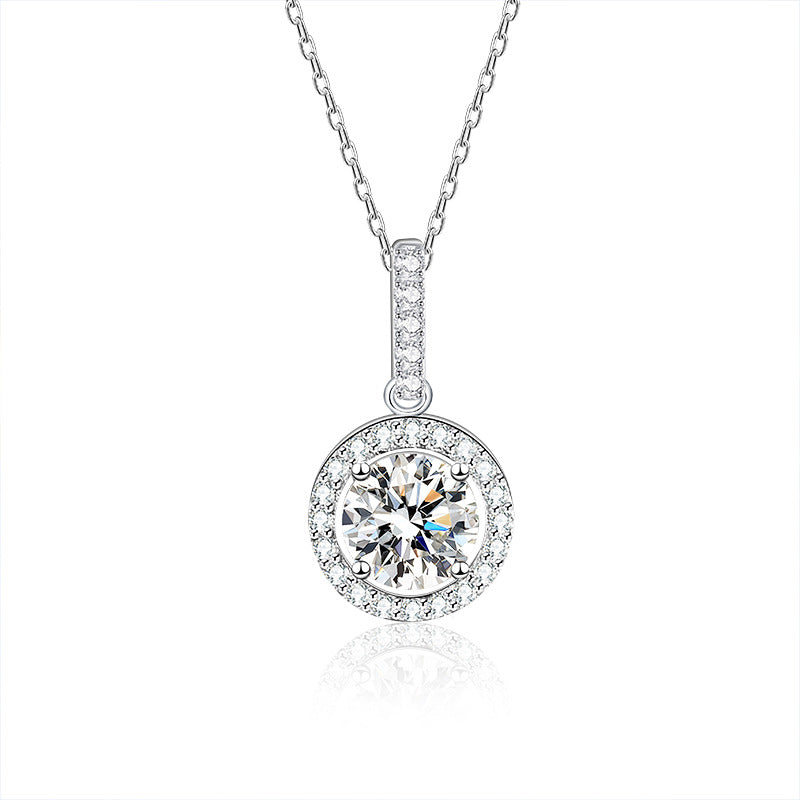 925 Sterling Silver Alphabet Pendant Necklace with 1ct Moissanite Cross Chain Women's Rhodium Plated Light Luxury Jewelry