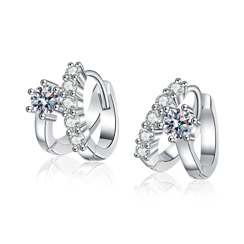 925 Sterling Silver Asymmetric Irregular Stud Earrings with 0.3ct Moissanite Luxury Statement Jewelry for Women