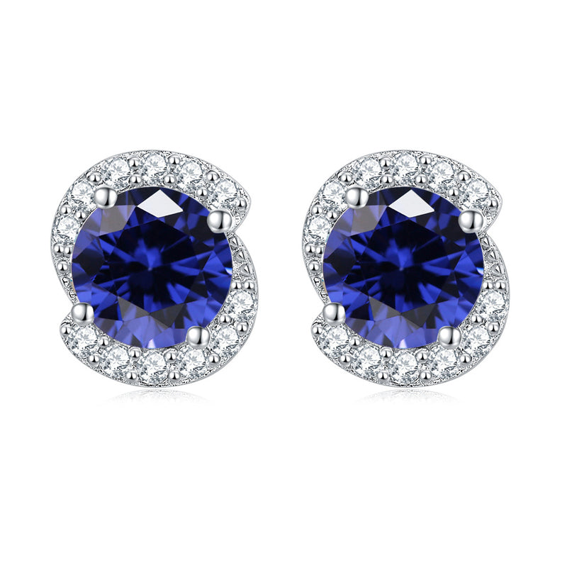 925 Sterling Silver Birthstone Zircon Stud Earrings – Minimalist Geometric Jewelry Collection