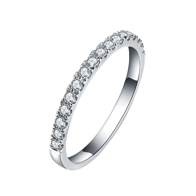 925 Sterling Silver Channel-Set Diamond Ring - 0.05um White Gold Plated Women's Band (Size 5-9)