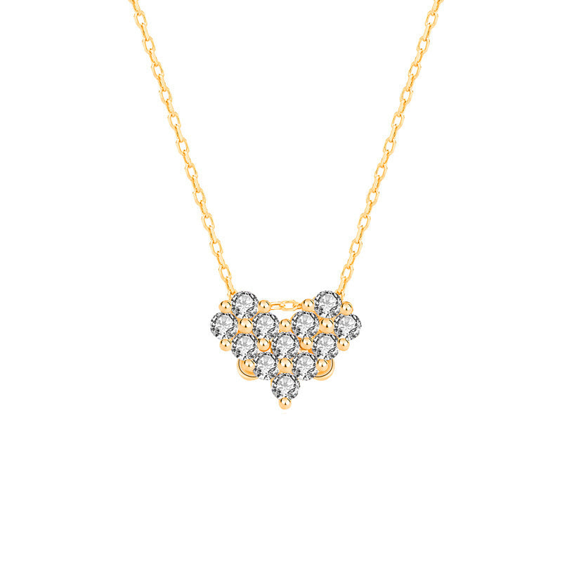 925 Sterling Silver Dual Wear Heart Pendant Necklace White Gold & Champagne Gold Rhodium Plated Cross Chain Sweet & Edgy Jewelry