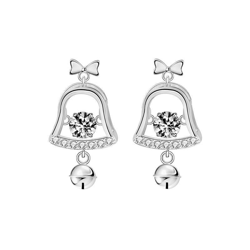 925 Sterling Silver Geometric Bell Drop Earrings with 0.5ct Moissanite - Euro-American Style Fashion Jewelry for Women