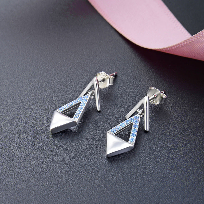 925 Sterling Silver Geometric Drop Earrings - Korean Style Fashion Dangle Earrings with Plastic Backs for Women