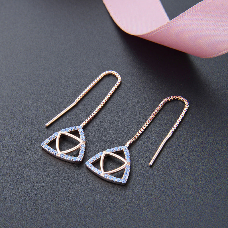 925 Sterling Silver Geometric Drop Earrings Set - Korean Style Purple/Platinum/Blue Dangle Earrings for Women