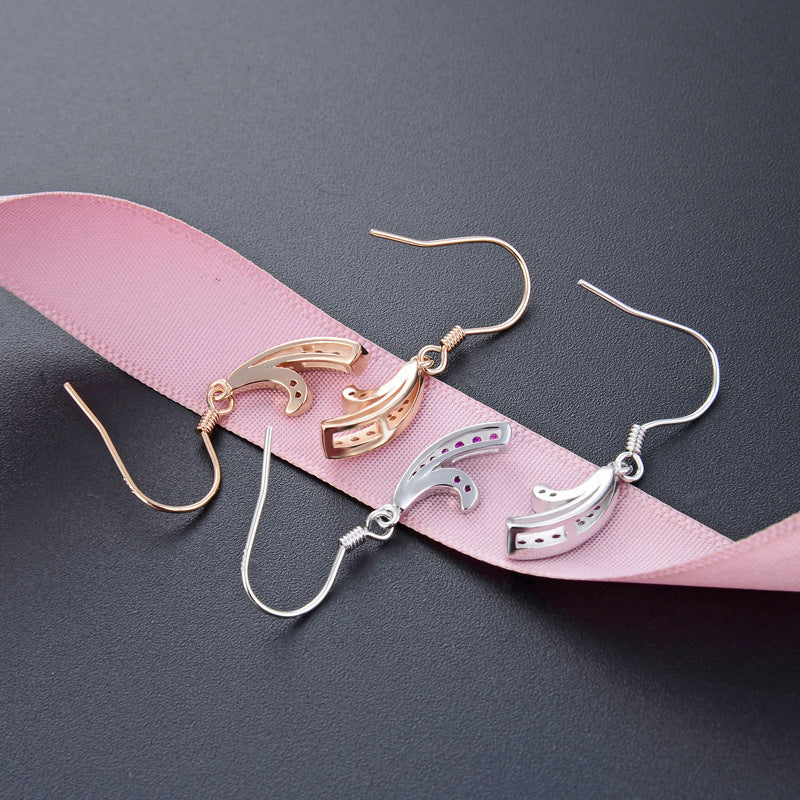 925 Sterling Silver Geometric Earrings-White Gold & Rose Gold Plated Korean Style Fashion Studs for Women