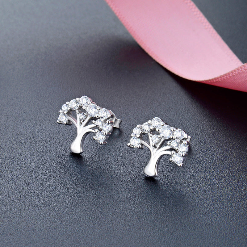 925 Sterling Silver Geometric Stud Earrings with CZ - Korean Minimalist Diamond Earrings with Plastic Backs