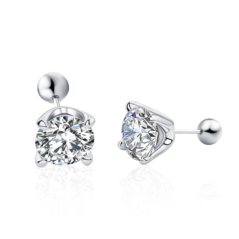 925 Sterling Silver Geometric Tapered Stud Earrings with 0.5ct Moissanite Rhodium Plated Minimalist Jewelry for Women
