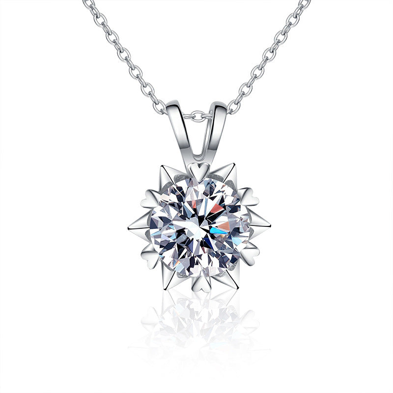 925 Sterling Silver Hexagram Heart Pendant Necklace with 1ct/2ct/3ct Moissanite, in White or Yellow Gold Plating