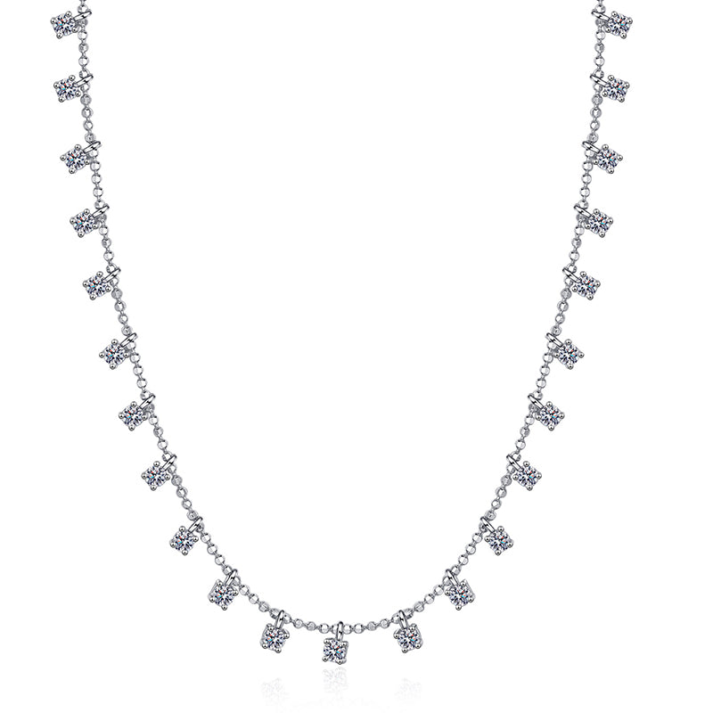 925 Sterling Silver PT950-Plated Starry Sky Necklace - 3CT/9CT Moissanite Cluster Collarbone Chain