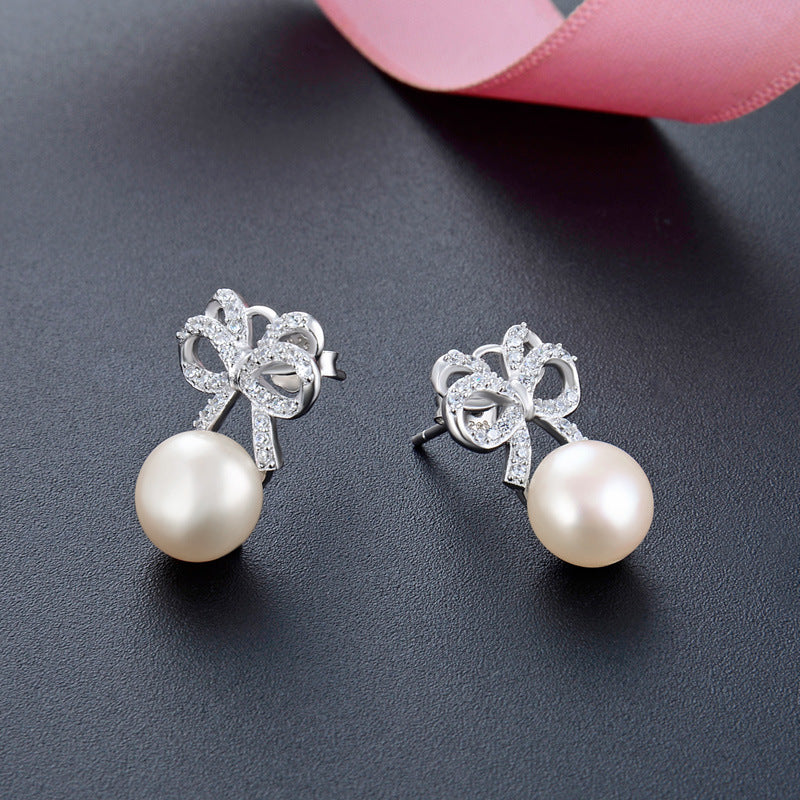 925 Sterling Silver Pearl Stud Earrings - Korean Style Minimalist Geometric Earrings with Plastic Backs for Women