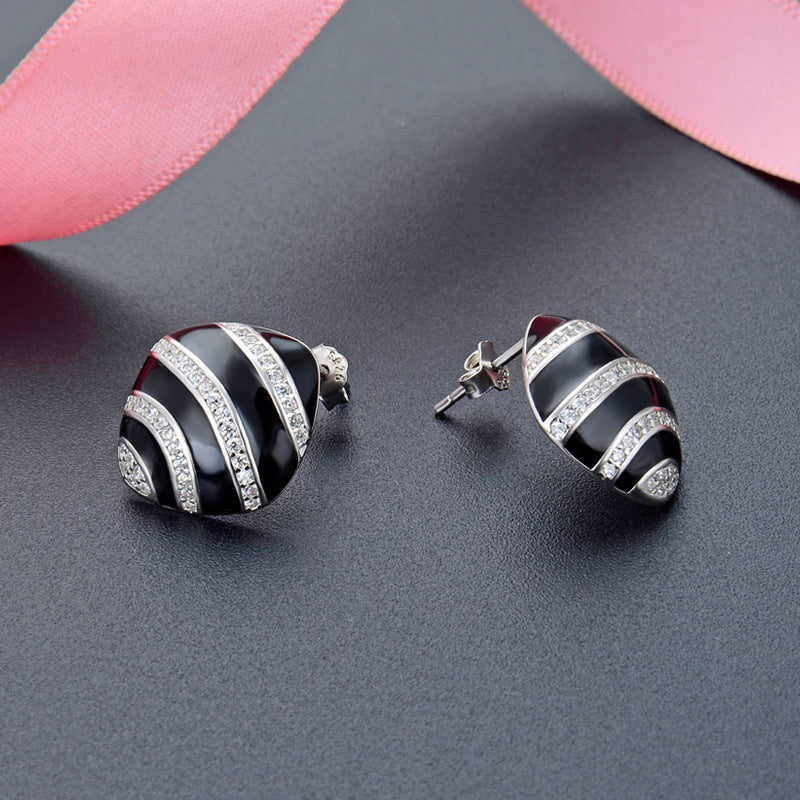 925 Sterling Silver Plated Oval Stud Earrings - 3.4g Korean Style Geometric Earrings with Plastic Backs