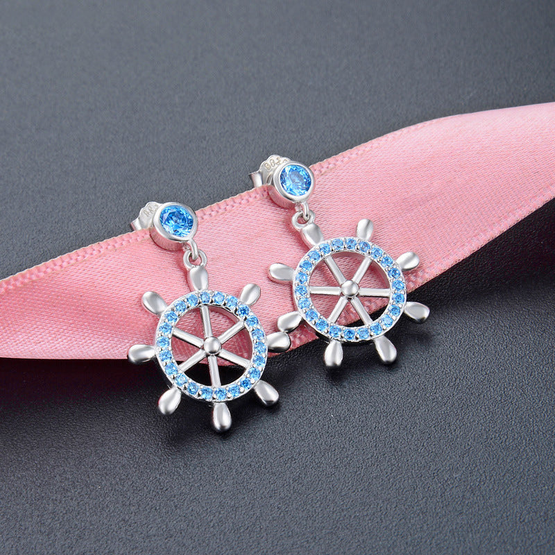 925 Sterling Silver Plated Stud Earrings - 2.6g Professional Office Lady Style with Plastic Backs
