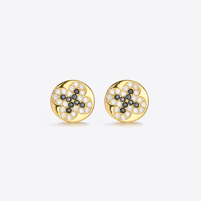 925 Sterling Silver Round Zircon Stud Earrings - Korean Style Minimalist Earrings with Plastic Backs