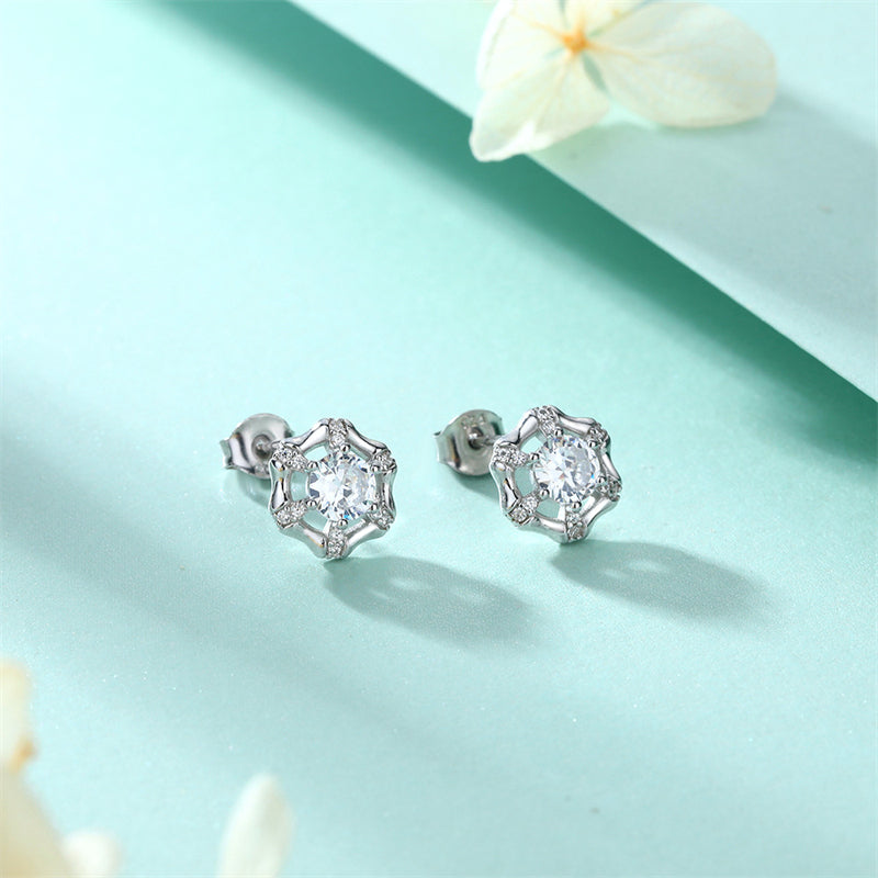925 Sterling Silver Star Earrings for Couples Bold Geometric Stud Earrings White Gold Plated