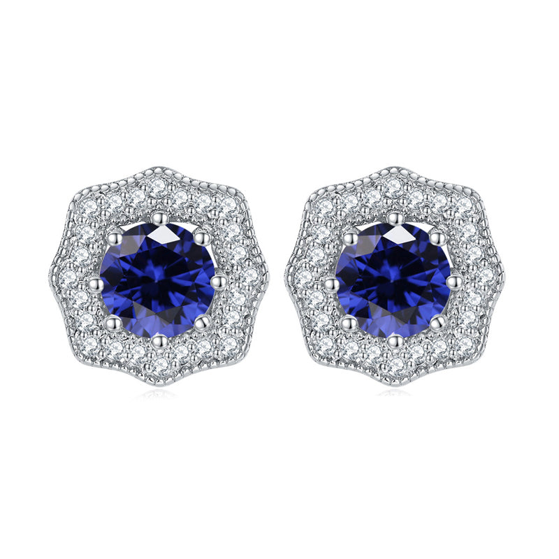 925 Sterling Silver Star & Floral Stud Earrings – Sweet Birthstone Collection