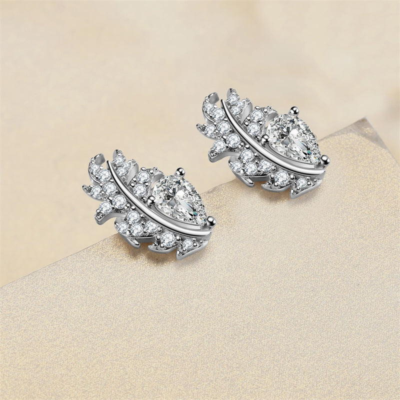 925 Sterling Silver Teardrop Earrings for Women Elegant Zircon Floral Dangle Earrings White Gold Plated 2.8g