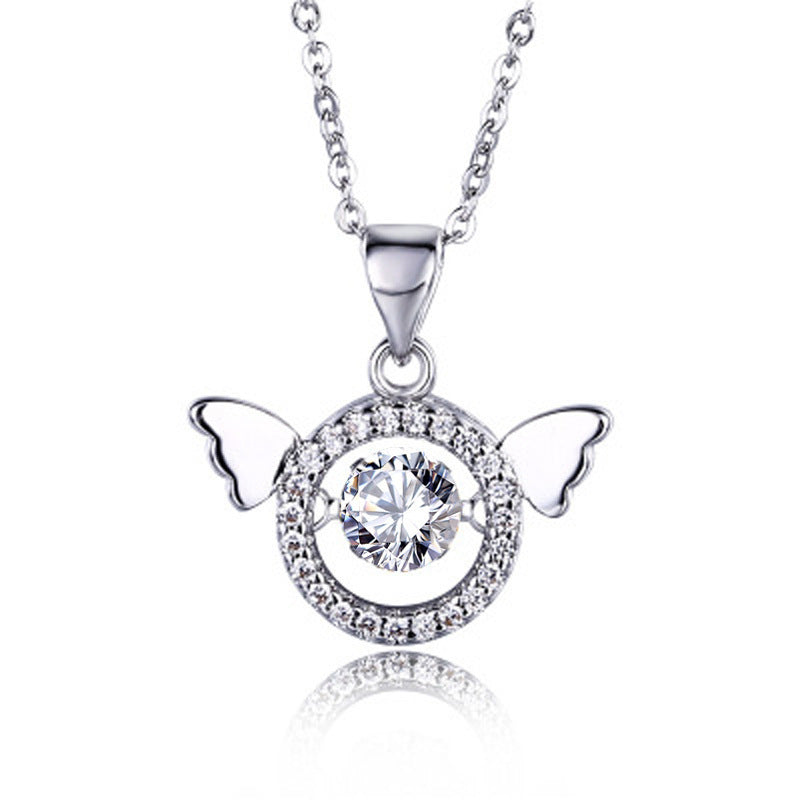 925 Sterling Silver Wing Pendant Necklace with 0.5ct Moissanite Micro-Pavé Cross Chain Women's Elegant Jewelry