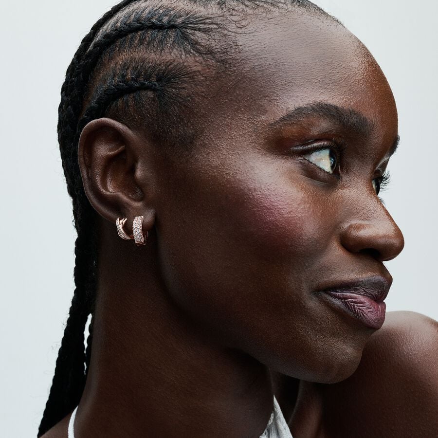 Crossover Pavé Hoop Earrings