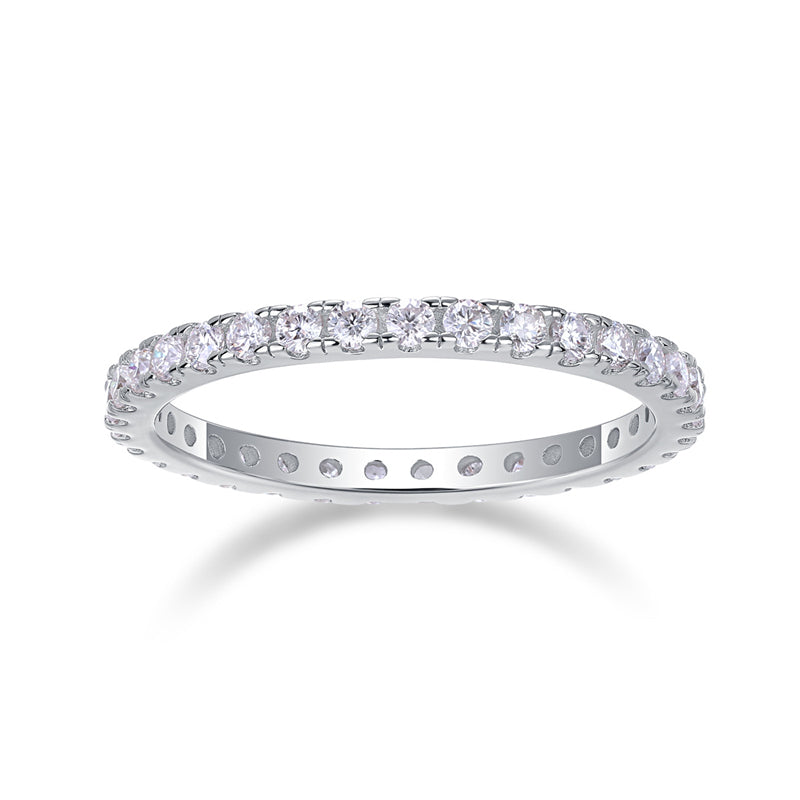 Elegant Geometric Silver Ring with Moissanite