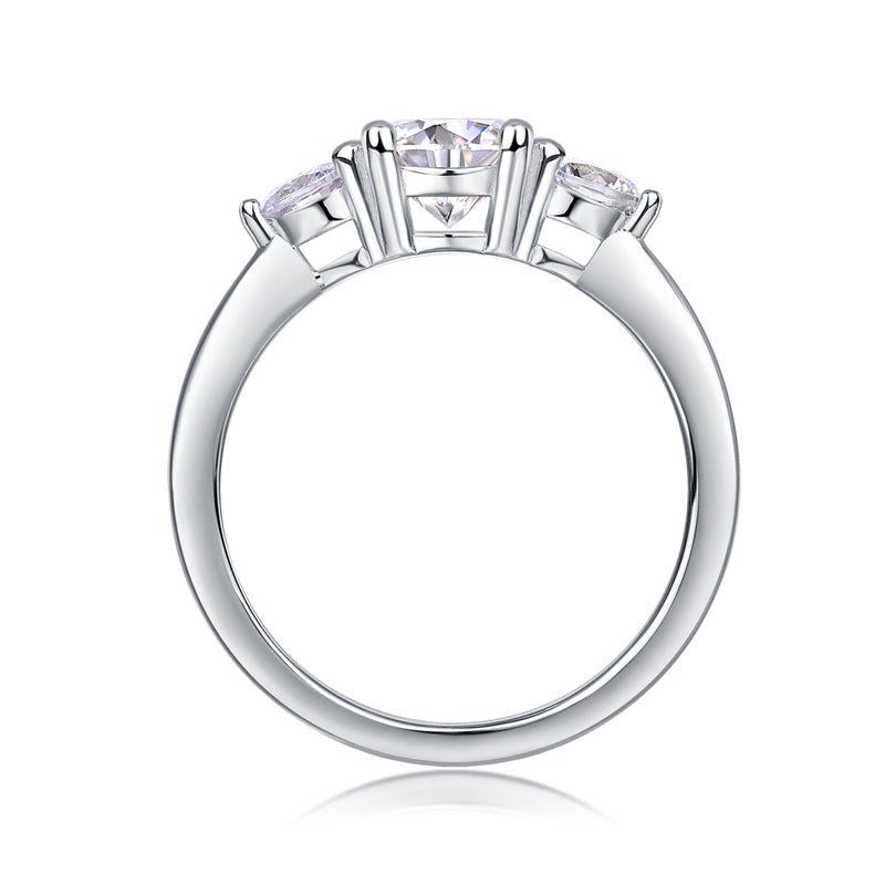 Elegant Geometric Silver Ring with Moissanite for Women