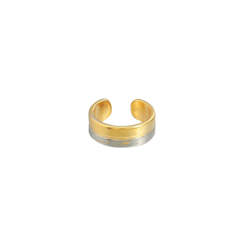 Geometric Ear Cuff Clip in White K-Gold & Yellow Gold Plated Finish