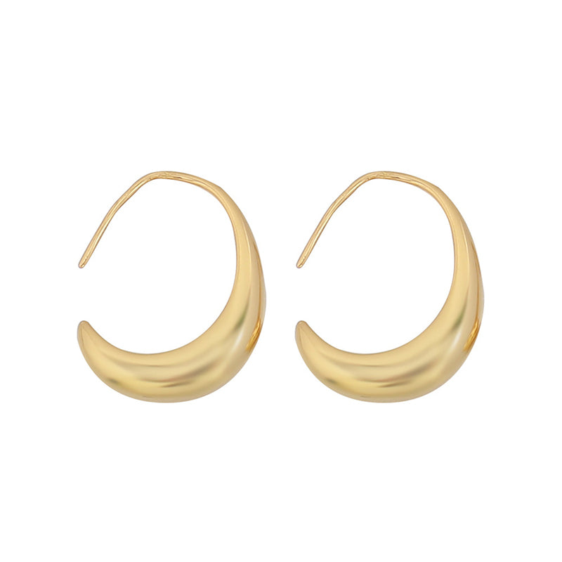 Geometric Gold Plated Hoop Earrings for Women - Large & Small Size Light Luxury Circle Design