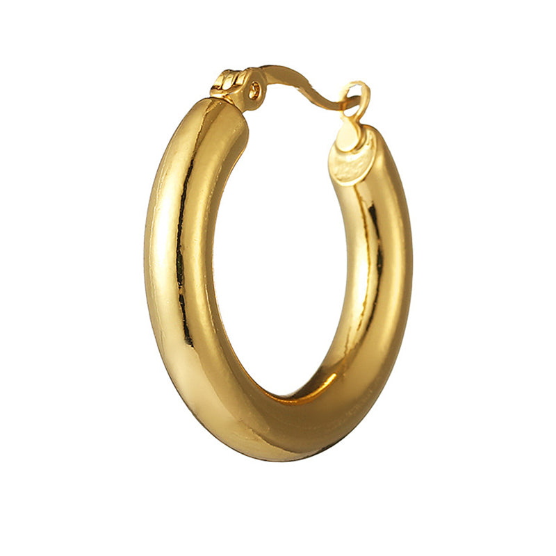 Geometric Gold Plated Hoop Earrings with Glass Pearls - Minimalist Circle Design Everyday Jewelry for Women