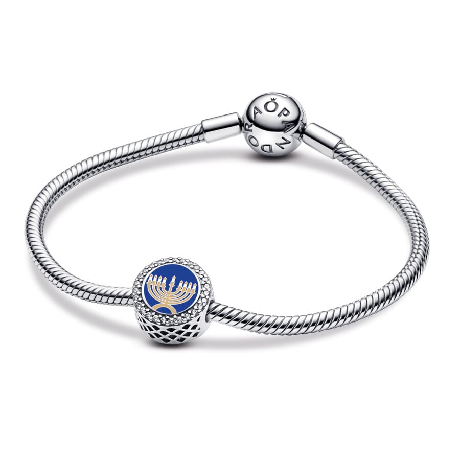 Blue Enamel Menorah Charm