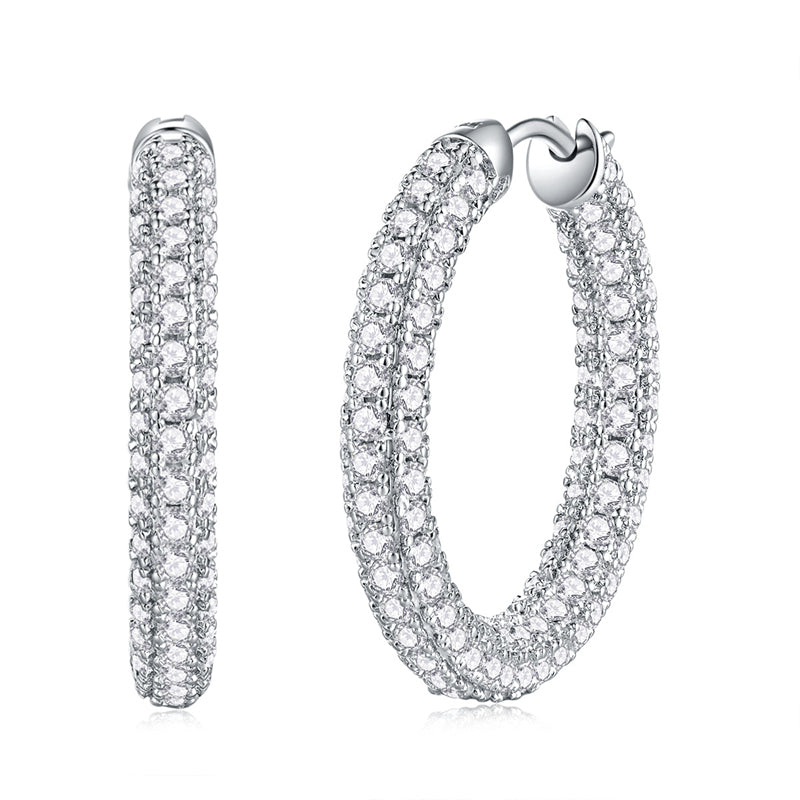Minimalist Round Cut Moissanite Hoop Earrings