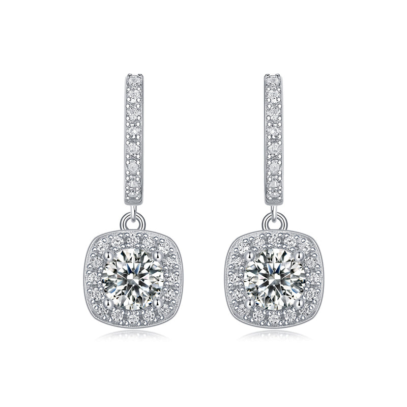 Office Chic Moissanite Stud Earrings in 925 Silver