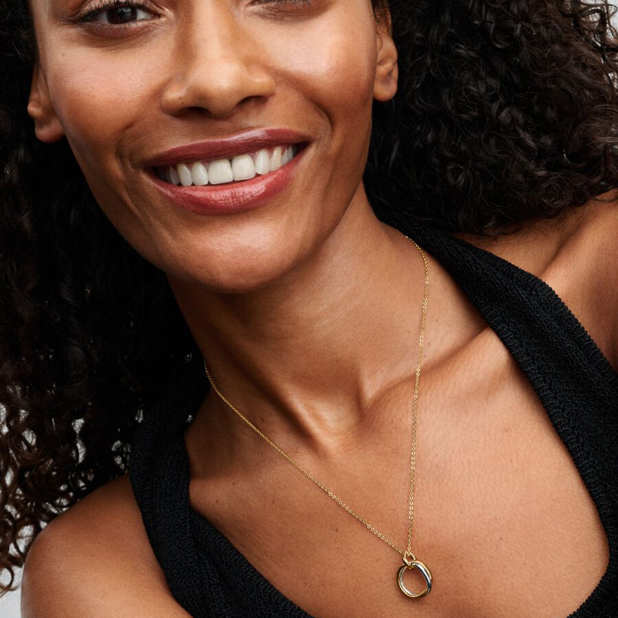 Two-Tone Organic Pendant Necklace, Sterling Silver & 14K Gold