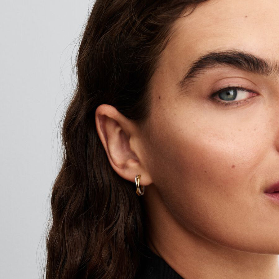 Two-Tone Organic Hoop Earrings