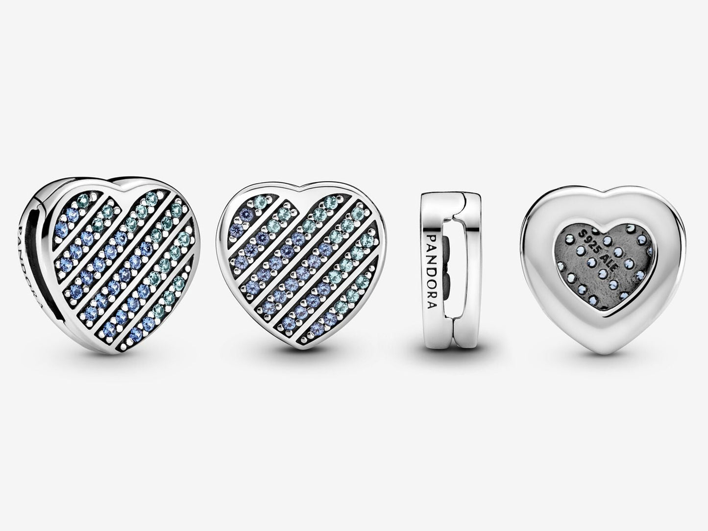 Blue Pave Heart Clasp Charm