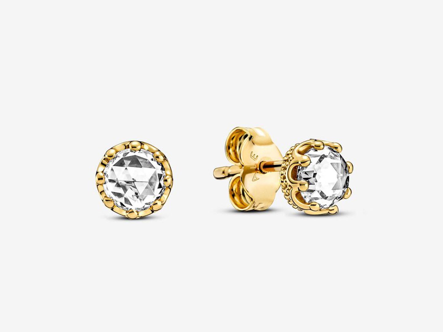 Clear Sparkling Crown Stud Earrings