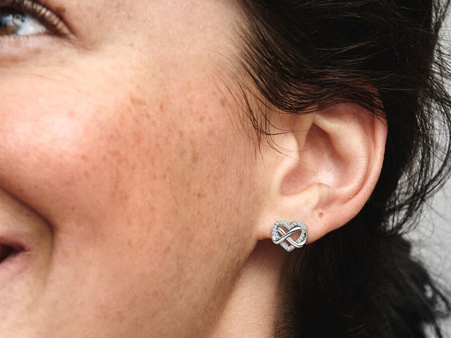 Sparkling Infinity Heart Stud Earrings