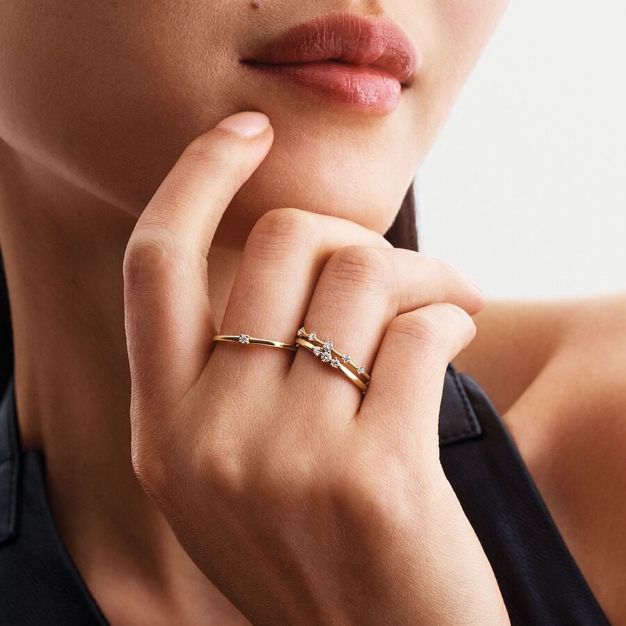 14K Gold Lab-Grown Diamond Station Ring