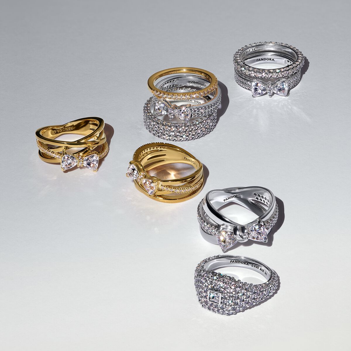 Sparkling Bow Crossover Ring