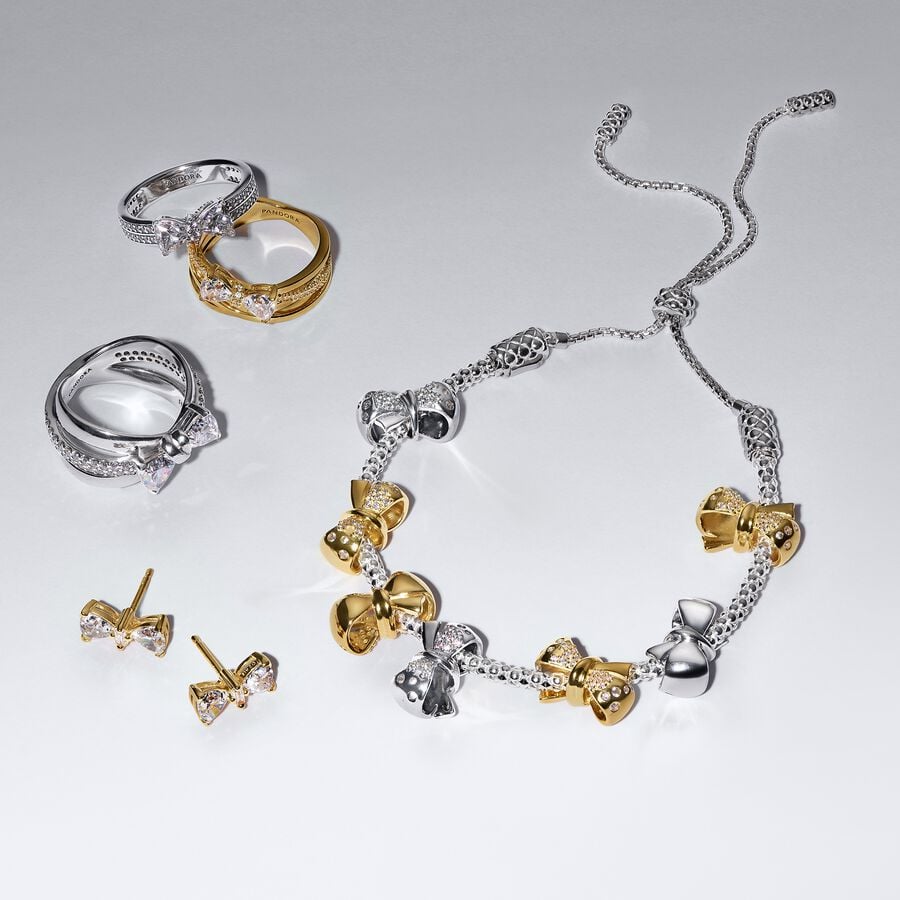 Gold Sparkling Bow Charm