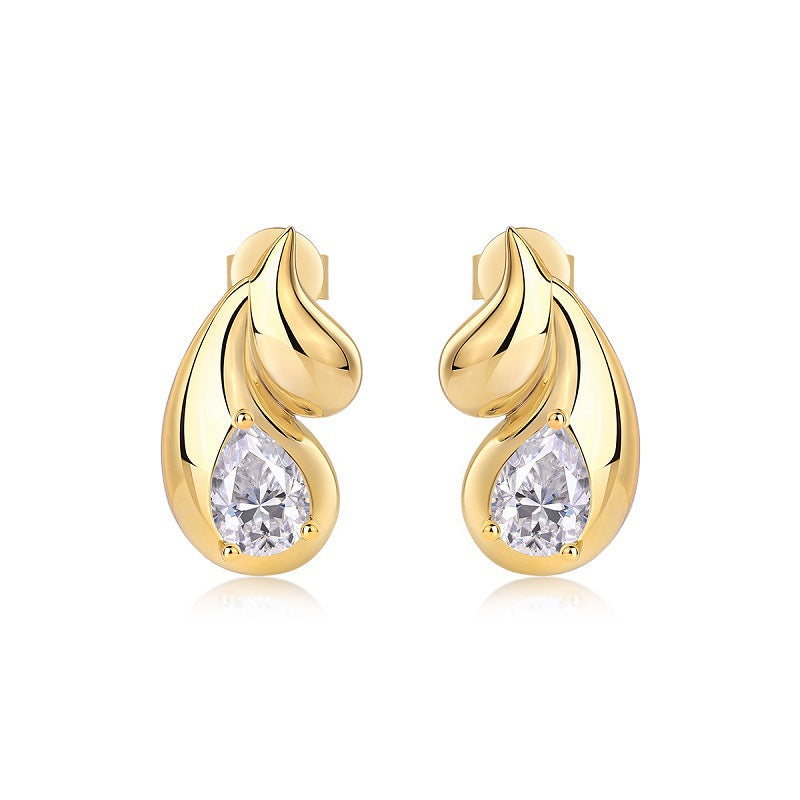 Refined Geometric Moissanite Earrings with Teardrop Stones