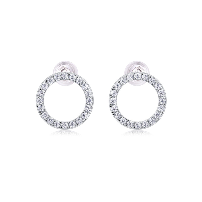 Round Diamond Stud Earrings in 925 Silver