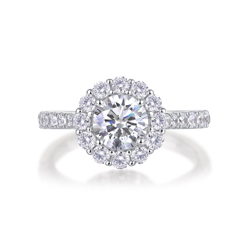 Round Moissanite Ring in 925 Silver